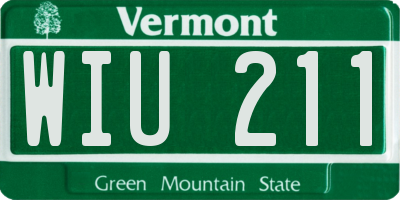 VT license plate WIU211