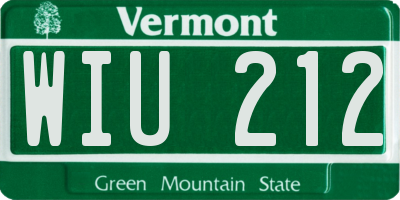 VT license plate WIU212