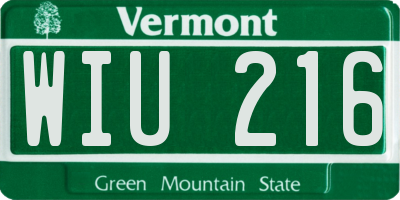VT license plate WIU216