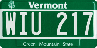VT license plate WIU217