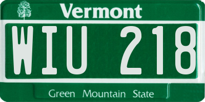 VT license plate WIU218