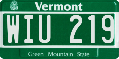 VT license plate WIU219