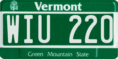VT license plate WIU220