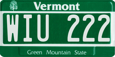 VT license plate WIU222