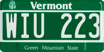VT license plate WIU223