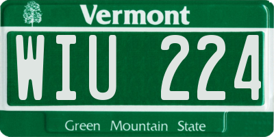 VT license plate WIU224