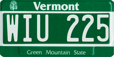 VT license plate WIU225