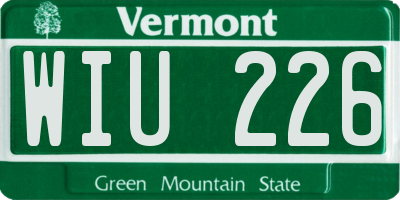 VT license plate WIU226