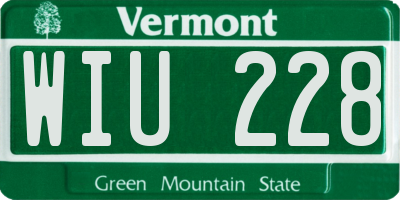 VT license plate WIU228