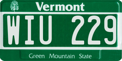 VT license plate WIU229