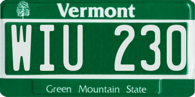 VT license plate WIU230