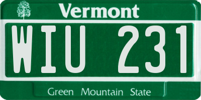 VT license plate WIU231