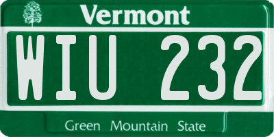 VT license plate WIU232