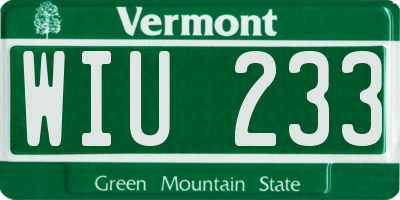 VT license plate WIU233