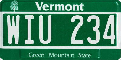 VT license plate WIU234