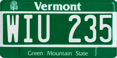 VT license plate WIU235