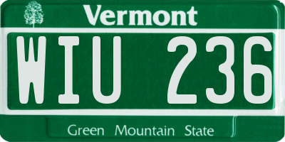 VT license plate WIU236