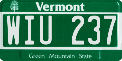 VT license plate WIU237