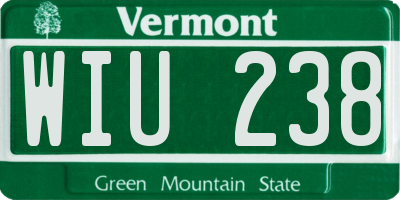 VT license plate WIU238