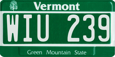 VT license plate WIU239