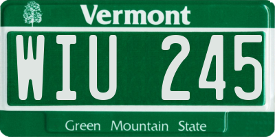 VT license plate WIU245