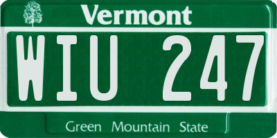 VT license plate WIU247