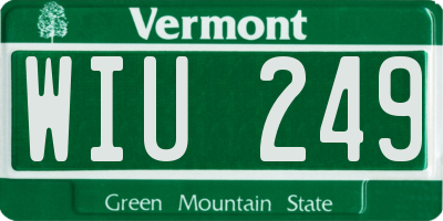 VT license plate WIU249