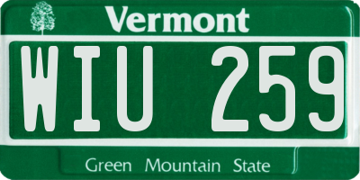 VT license plate WIU259
