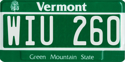 VT license plate WIU260