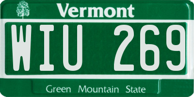 VT license plate WIU269