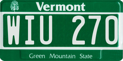 VT license plate WIU270