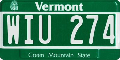 VT license plate WIU274
