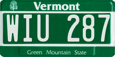 VT license plate WIU287