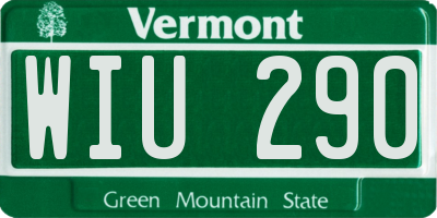 VT license plate WIU290