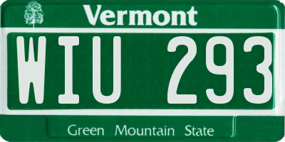 VT license plate WIU293