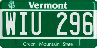 VT license plate WIU296