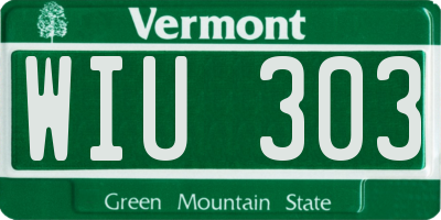 VT license plate WIU303