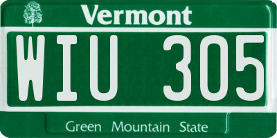 VT license plate WIU305