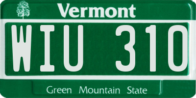 VT license plate WIU310