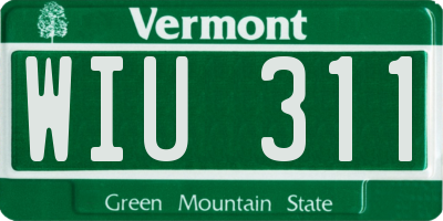 VT license plate WIU311