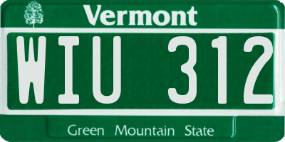 VT license plate WIU312