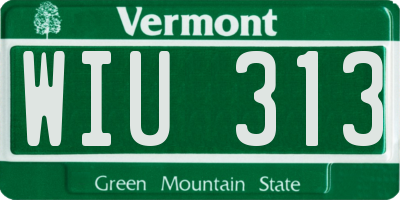 VT license plate WIU313