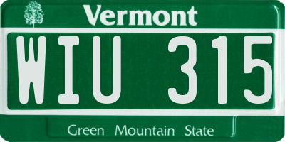 VT license plate WIU315