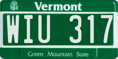 VT license plate WIU317
