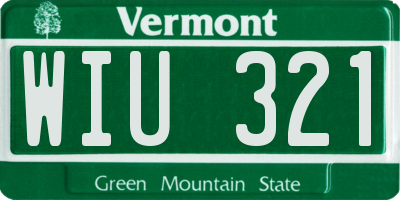 VT license plate WIU321