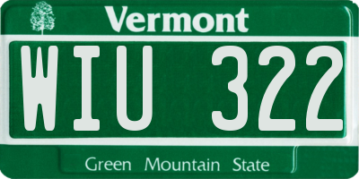 VT license plate WIU322