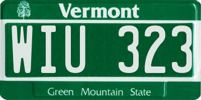 VT license plate WIU323