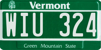 VT license plate WIU324