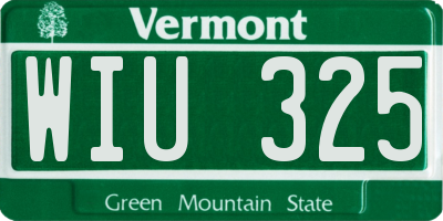 VT license plate WIU325