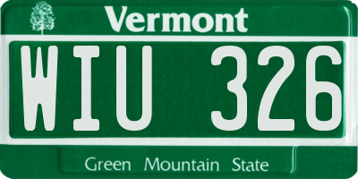 VT license plate WIU326